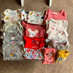 LOT of 8 ShortSleeve,3 LongSleeve Onesies, 2 Pants